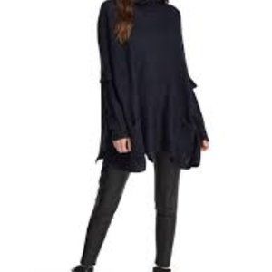 PONCHO DESIGN LAB TURTLE NECK KNIT PONCHO SWEATER MIDNIGHT BLUE SIZE MEDIUM